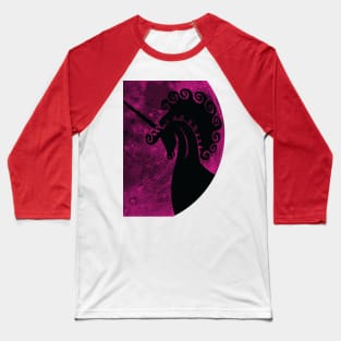 Unicorn Pink Moon Black Unicorn Silhouette on Lunar Background Baseball T-Shirt